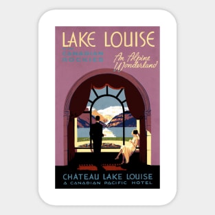 Vintage Travel Poster - Lake Louise in the Canadian Rockies Sticker